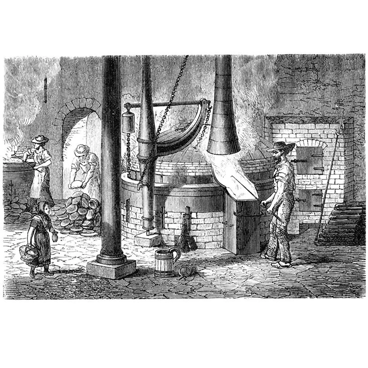 Old -fashioned furnace installation