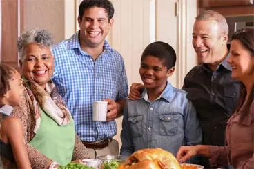 family gathered at home